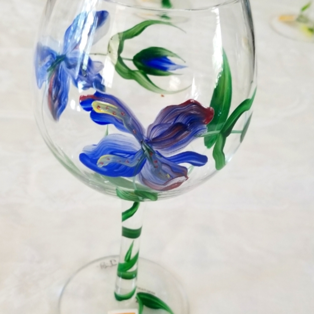 Artistic Blue and Green Floral Glass Set Of Six
